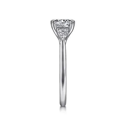 Sunday 14K White Gold Round 3 Stone Diamond Engagement Ring Setting Only GABRIEL CO Rings