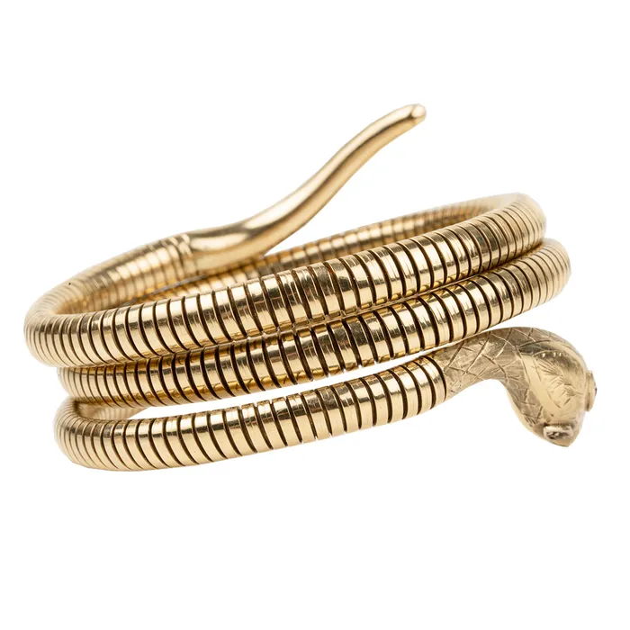 Victorian Revival Coiled Snake Wrap Bracelet Bell Bird Antiques Bracelets