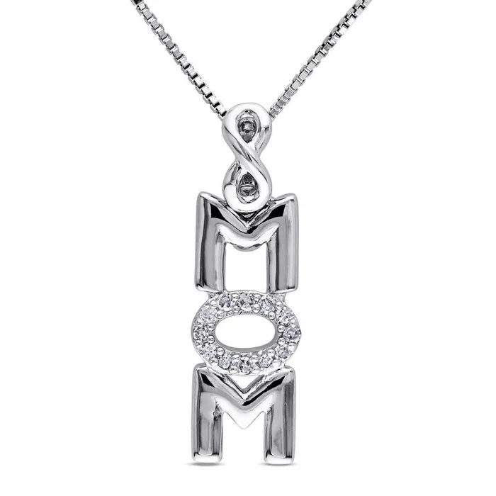 005 CT TW Natural Diamond Vertical MOM Infinity Pendant in Sterling Silver Goldia Necklaces 005 CT TW Natural Diamond Vertical MOM Infinity Pendant in Sterling Silver Goldia Necklaces