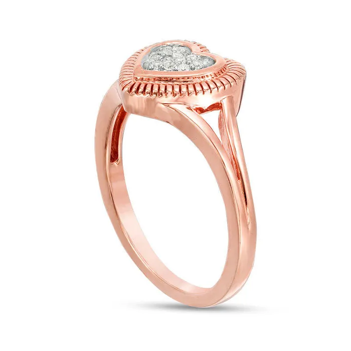 007 CT TW Composite Natural Diamond Heart Promise Ring in Solid 10K Rose Gold Goldia Rings 007 CT TW Composite Natural Diamond Heart Promise Ring in Solid 10K Rose Gold Goldia Rings