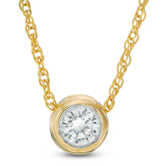 01 CT Natural Clarity Enhanced Solitaire Pendant in 10K Yellow Gold Goldia Necklaces 01 CT Natural Clarity Enhanced Solitaire Pendant in 10K Yellow Gold Goldia Necklaces
