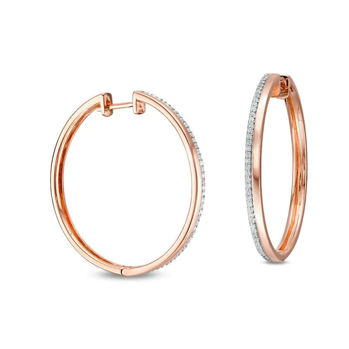 025 CT TW Diamond Double Row Hoop Earrings in 10K Rose Gold Goldia Earrings 025 CT TW Diamond Double Row Hoop Earrings in 10K Rose Gold Goldia Earrings