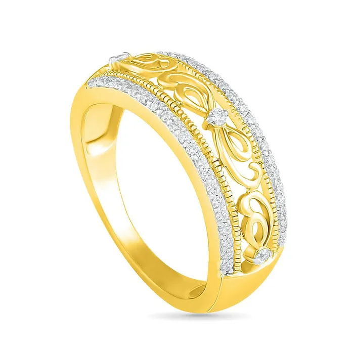 025 CT TW Natural Diamond Edge Antique VintageStyle Ring in Solid 10K Yellow Gold Goldia Rings