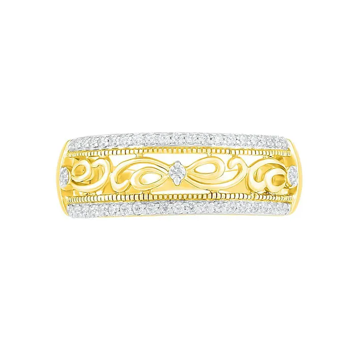 025 CT TW Natural Diamond Edge Antique VintageStyle Ring in Solid 10K Yellow Gold Goldia Rings