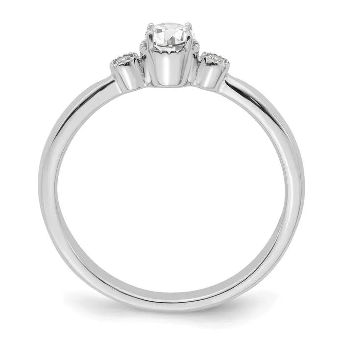 025ct CZ Solid Real 14k White Polish Petite Beaded Edge Round Complete Dia Ring Goldia Rings