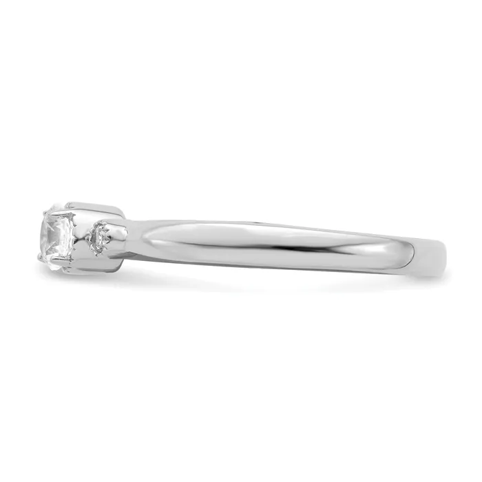 025ct CZ Solid Real 14k White Polish Petite Beaded Edge Round Complete Dia Ring Goldia Rings