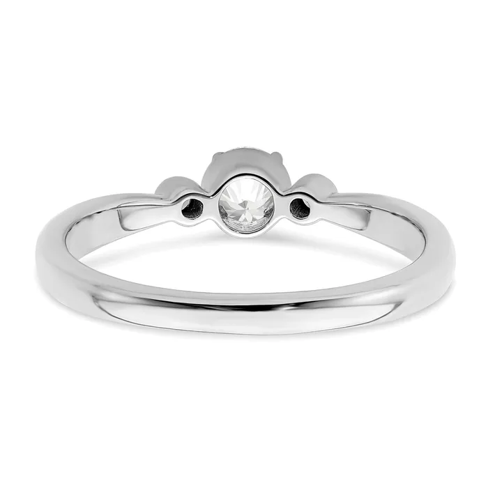 025ct CZ Solid Real 14k White Polish Petite Beaded Edge Round Complete Dia Ring Goldia Rings