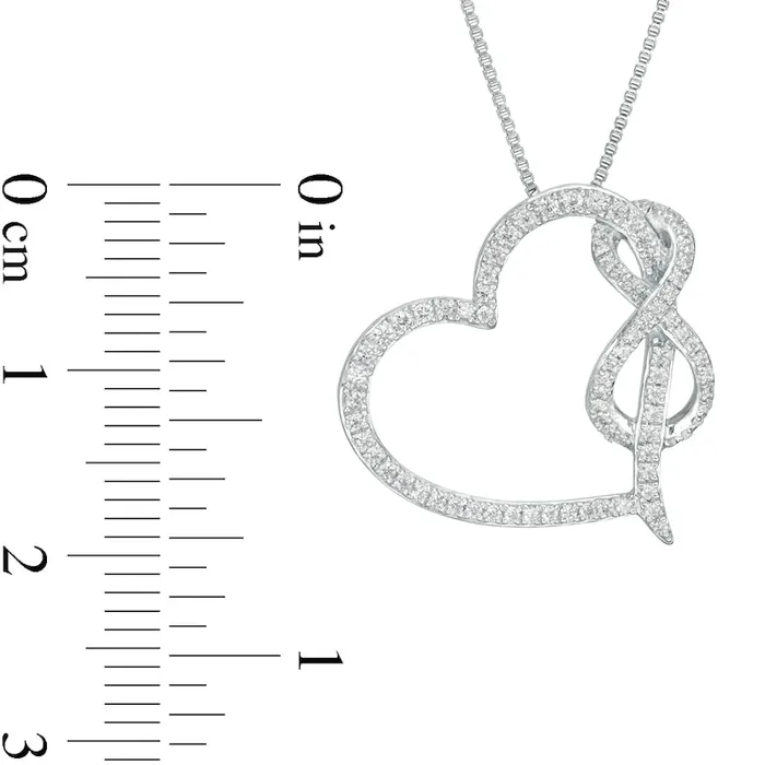 033 CT TW Natural Diamond Tilted Heart with Infinity Pendant in Sterling Silver Goldia Necklaces