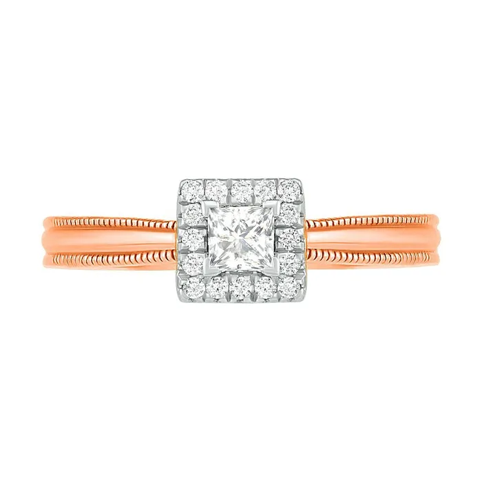 033 CT TW PrincessCut Natural Diamond Frame Antique VintageStyle Bridal Engagement Ring Set in Solid 10K Rose Gold Goldia Rings 033 CT TW PrincessCut Natural Diamond Frame Antique VintageStyle Bridal Engagement Ring Set in Solid 10K Rose Gold Goldia Rings