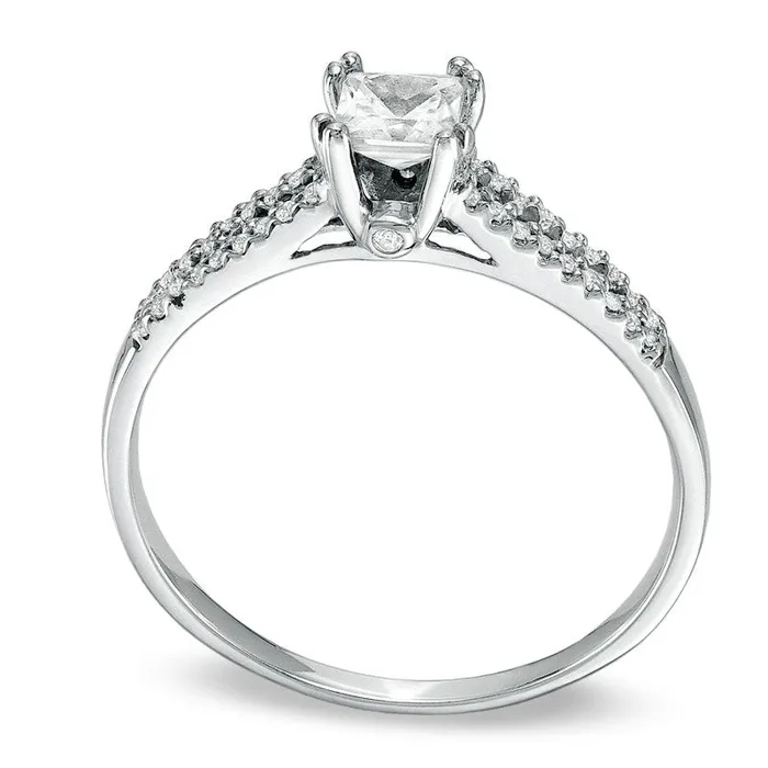 033 CT TW PrincessCut Natural Diamond Split Shank Engagement Ring in Solid 10K White Gold Goldia Rings 033 CT TW PrincessCut Natural Diamond Split Shank Engagement Ring in Solid 10K White Gold Goldia Rings