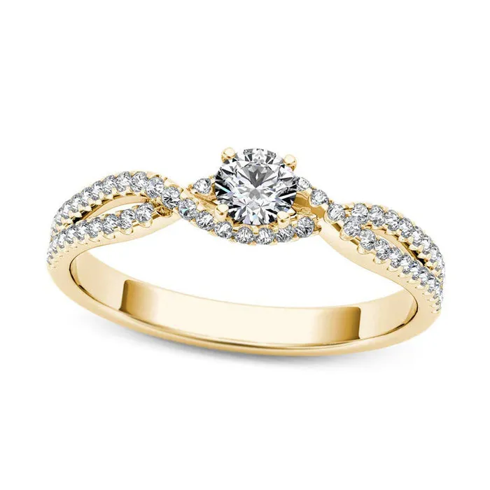 038 CT TW Natural Diamond Twist Engagement Ring in Solid 14K Gold Goldia Rings 038 CT TW Natural Diamond Twist Engagement Ring in Solid 14K Gold Goldia Rings