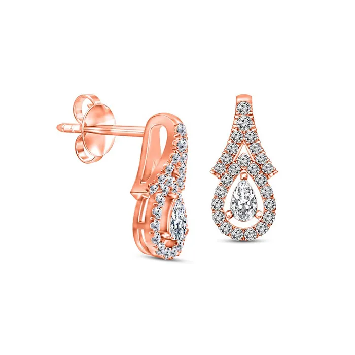 038 CT TW PearShaped Diamond Chevron Teardrop Earrings in 10K Rose Gold Goldia Earrings 038 CT TW PearShaped Diamond Chevron Teardrop Earrings in 10K Rose Gold Goldia Earrings
