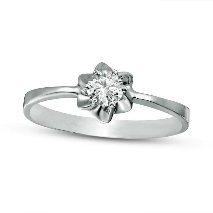 050 CT Natural Clarity Enhanced Diamond Solitaire Flower Engagement Ring in Solid 14K White Gold Goldia Rings 050 CT Natural Clarity Enhanced Diamond Solitaire Flower Engagement Ring in Solid 14K White Gold Goldia Rings