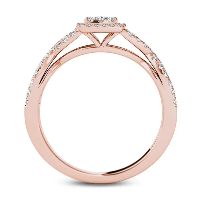 050 CT TW Composite Natural Diamond Square Frame Twist Engagement Ring in Solid 14K Rose Gold Goldia Rings 050 CT TW Composite Natural Diamond Square Frame Twist Engagement Ring in Solid 14K Rose Gold Goldia Rings