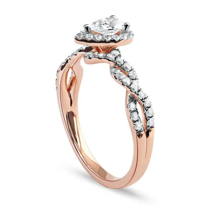075 CT TW PearShaped Natural Diamond Frame Twist Shank Engagement Ring in Solid 10K Rose Gold II1 Goldia Rings 075 CT TW PearShaped Natural Diamond Frame Twist Shank Engagement Ring in Solid 10K Rose Gold II1 Goldia Rings