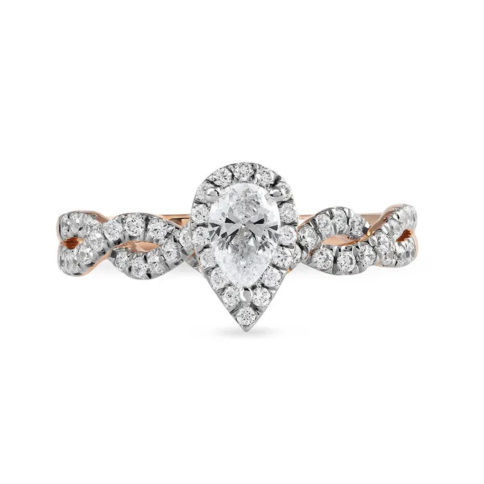 075 CT TW PearShaped Natural Diamond Frame Twist Shank Engagement Ring in Solid 10K Rose Gold II1 Goldia Rings 075 CT TW PearShaped Natural Diamond Frame Twist Shank Engagement Ring in Solid 10K Rose Gold II1 Goldia Rings