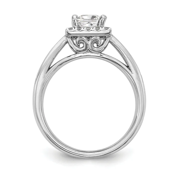 075ct CZ Solid Real 14K White Gold Princess Halo Engagement Ring Goldia Rings