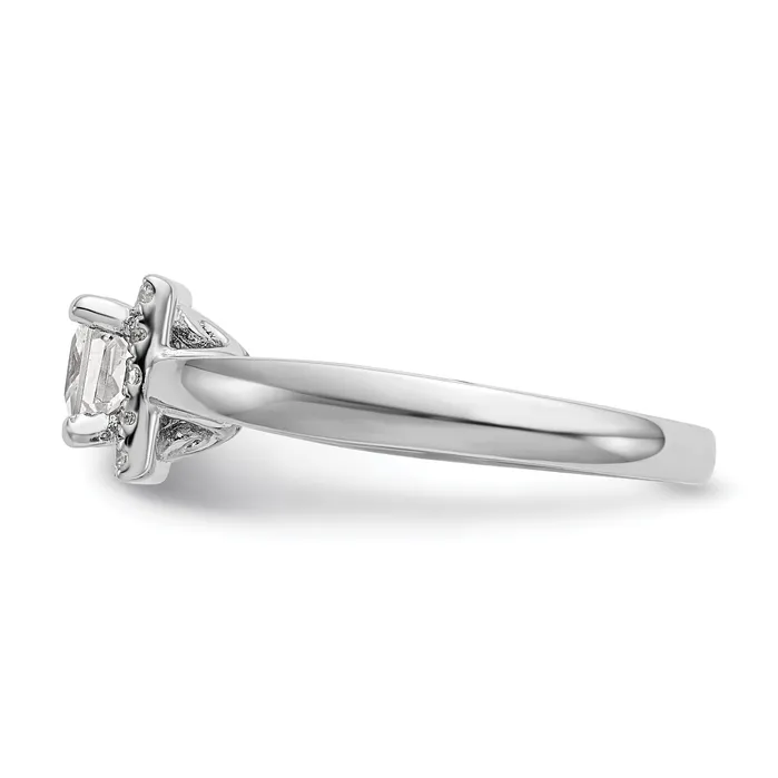 075ct CZ Solid Real 14K White Gold Princess Halo Engagement Ring Goldia Rings