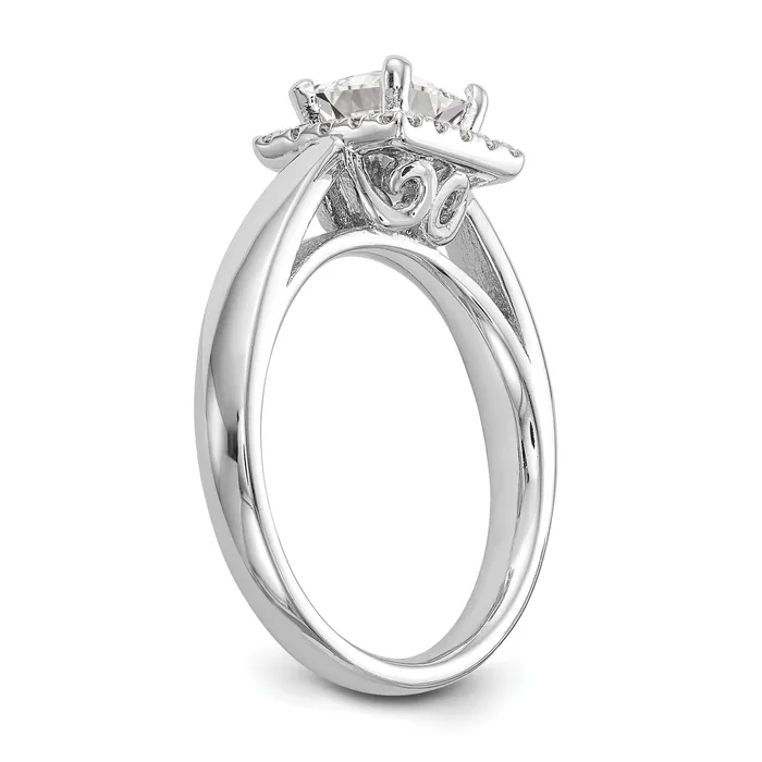 075ct CZ Solid Real 14K White Gold Princess Halo Engagement Ring Goldia Rings