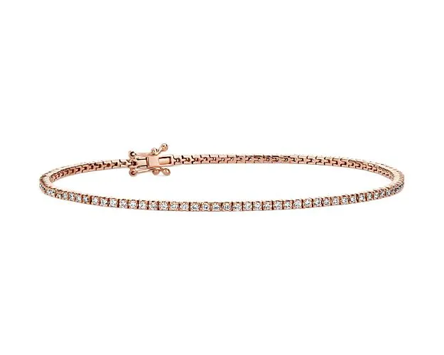 10ct tw Classic FourProng Natural Diamond Tennis Anklet Bracelet in 10K Rose Gold Goldia Bracelets 10ct tw Classic FourProng Natural Diamond Tennis Anklet Bracelet in 10K Rose Gold Goldia Bracelets