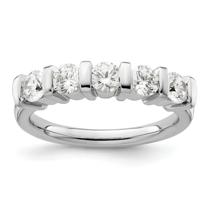110ct CZ Solid Real 14K White Gold 5Stone Wedding Band Ring Goldia Rings
