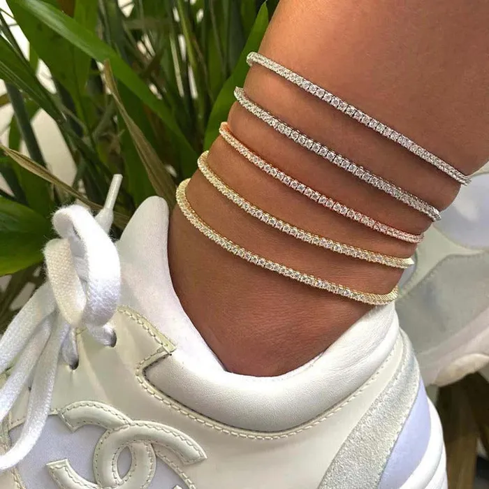 15 ct tw Classic FourProng Natural Diamond Tennis Anklet Bracelet in 10K White Gold Goldia Bracelets