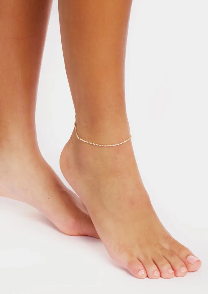 15 ct tw Classic FourProng Natural Diamond Tennis Anklet Bracelet in 10K White Gold Goldia Bracelets