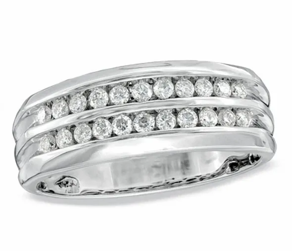 1000 Mens 12 CT Diamond Double Row Anniversary Band 14K White Gold Goldiacom Rings 1000 Mens 12 CT Diamond Double Row Anniversary Band 14K White Gold Goldiacom Rings