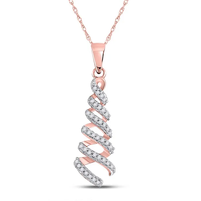 10k Rose Gold Round Diamond Spiral Fashion Pendant 110 Cttw gndatlanta Necklaces 10k Rose Gold Round Diamond Spiral Fashion Pendant 110 Cttw gndatlanta Necklaces