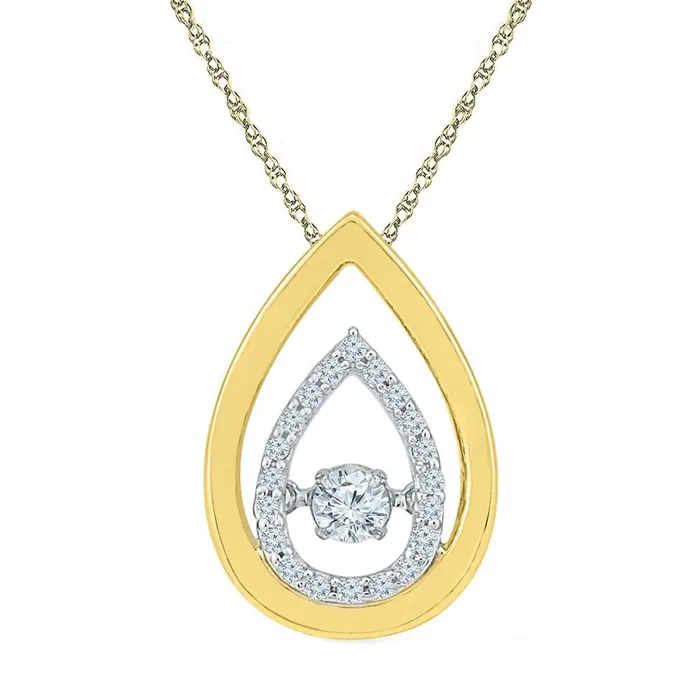 10k Twotone Gold Moving Round Diamond Teardrop Pendant 15 Cttw gndatlanta Rings 10k Twotone Gold Moving Round Diamond Teardrop Pendant 15 Cttw gndatlanta Rings