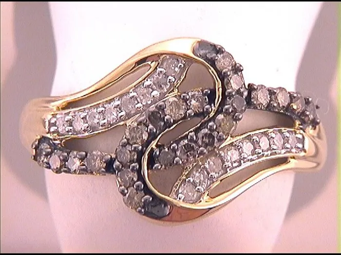 10k Yellow Gold Round Brown Diamond Looped Fashion Ring 12 Cttw gndatlanta Rings 10k Yellow Gold Round Brown Diamond Looped Fashion Ring 12 Cttw gndatlanta Rings