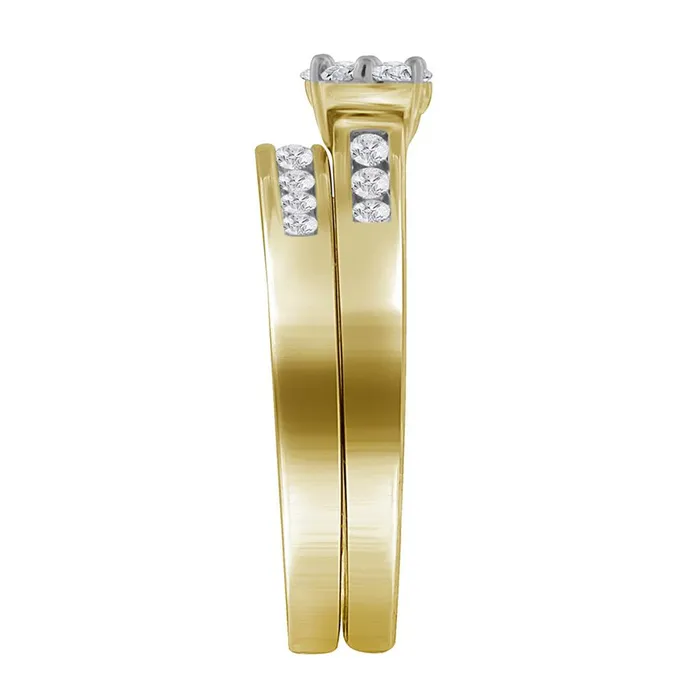 10k Yellow Gold Round Diamond Cluster Bridal Wedding Ring Set 12 Cttw gndatlanta Rings