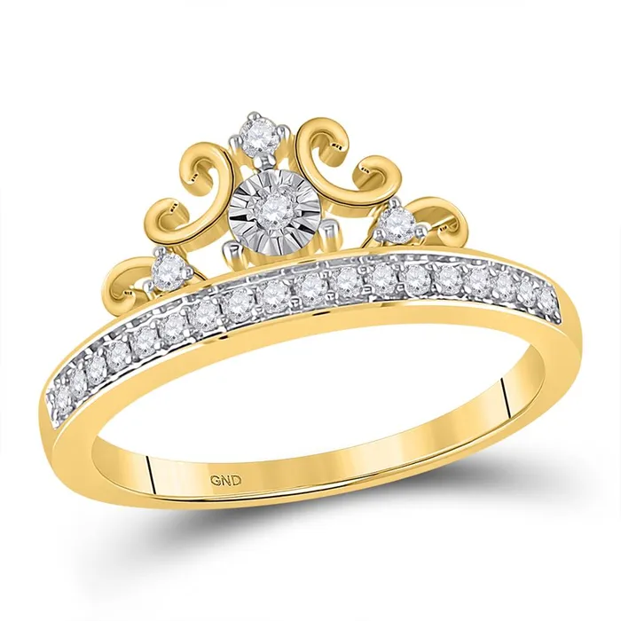 10k Yellow Gold Round Diamond Crown Tiara Band Ring 15 Cttw gndatlanta Rings 10k Yellow Gold Round Diamond Crown Tiara Band Ring 15 Cttw gndatlanta Rings