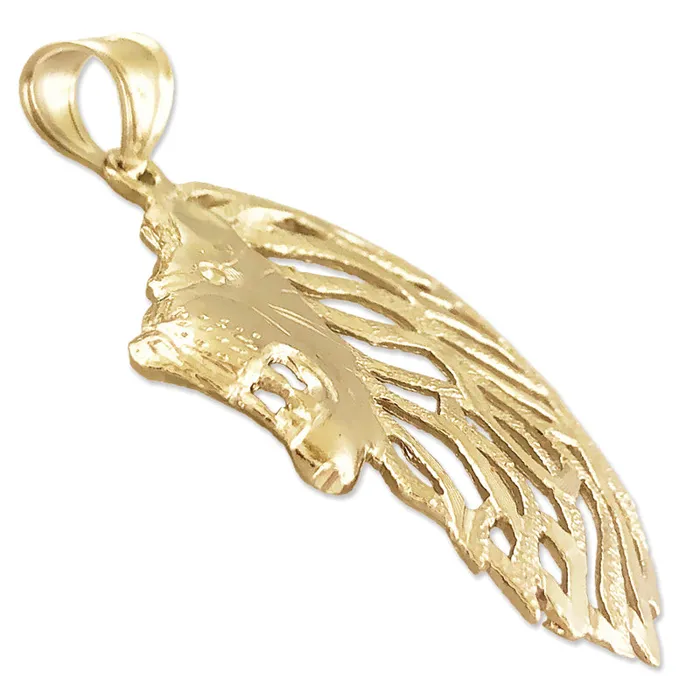 14K Gold Lion Head with CutOut Mane Pendant Goldia Necklaces