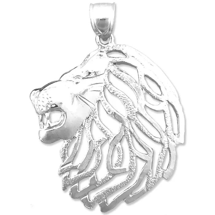 14K Gold Lion Head with CutOut Mane Pendant Goldia Necklaces