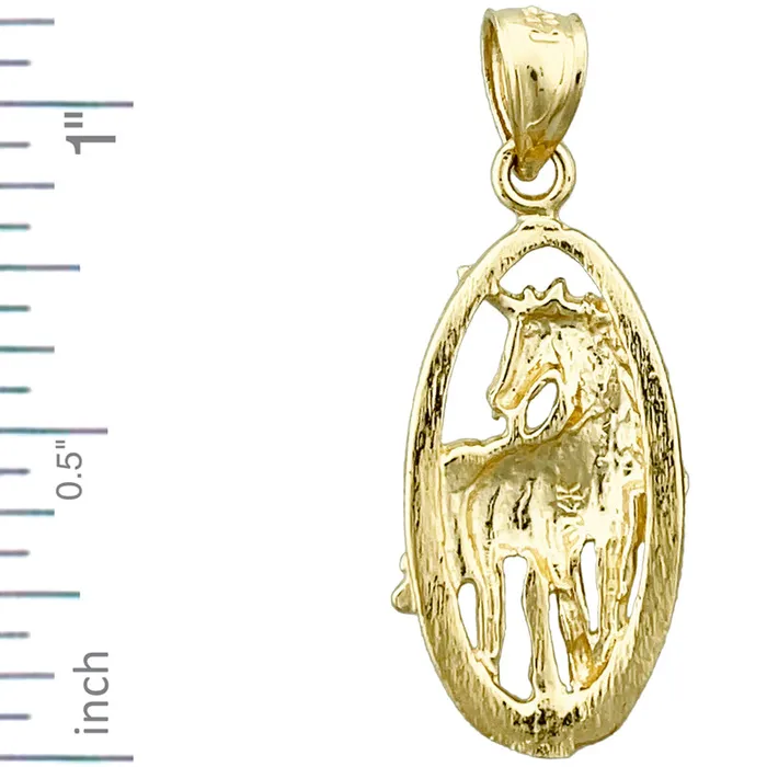 14K Gold Unicorn Charm Medallion Goldia Charm Necklaces