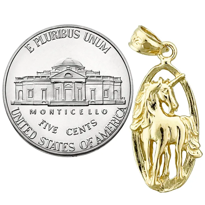 14K Gold Unicorn Charm Medallion Goldia Charm Necklaces