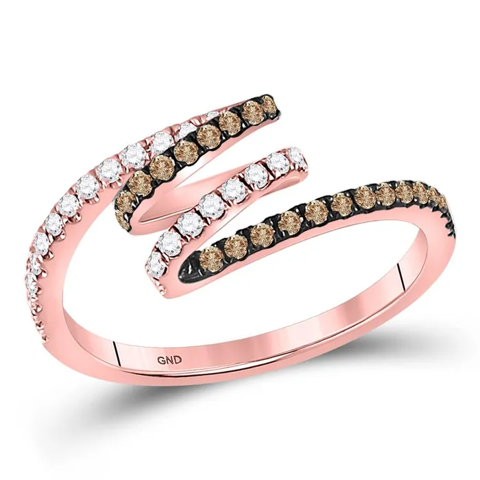 14k Rose Gold Round Brown Diamond Spiral Coil Band Ring 13 Cttw gndatlanta Rings 14k Rose Gold Round Brown Diamond Spiral Coil Band Ring 13 Cttw gndatlanta Rings