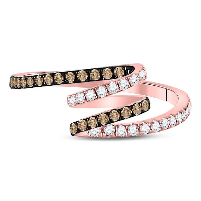 14k Rose Gold Round Brown Diamond Spiral Coil Band Ring 13 Cttw gndatlanta Rings