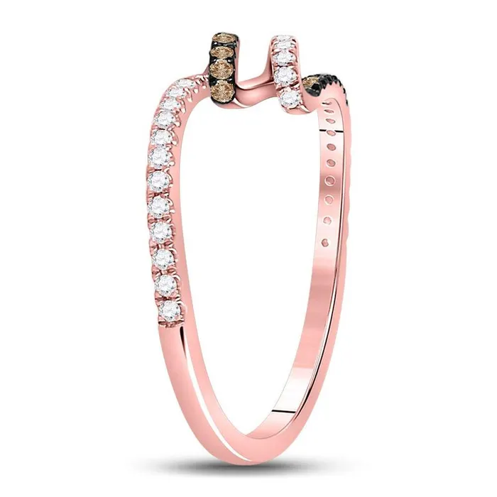 14k Rose Gold Round Brown Diamond Spiral Coil Band Ring 13 Cttw gndatlanta Rings