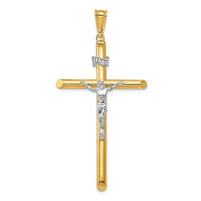 14k Twotone Gold Twotone Gold Polished Crucifix Pendant Goldia Rings