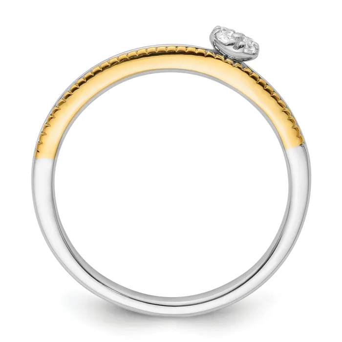 14K TwoTone Lab Grown VSSI G Diamond Two Promises Comp PromiseBand Ring Ring Goldia Rings