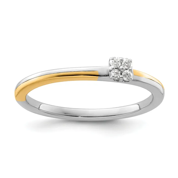 14K TwoTone Lab Grown VSSI G Diamond Two Promises PromiseBand Ring Ring Goldia Rings