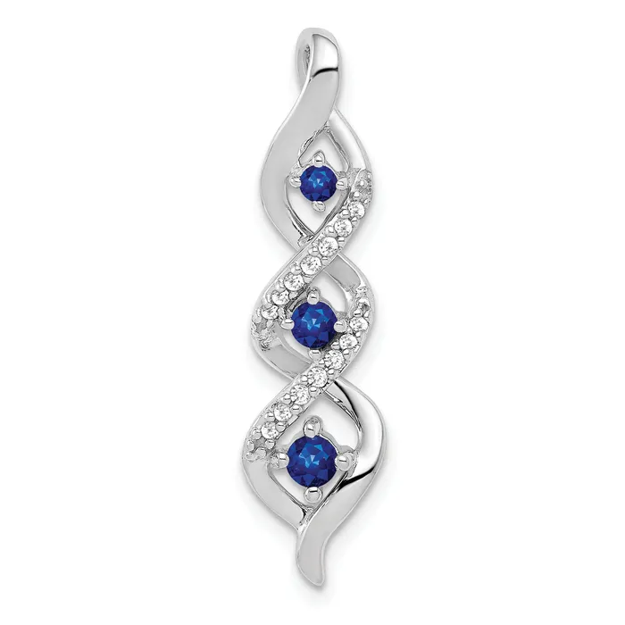 14k White Gold 115 Ct Lab Grown Diamond VSSI G and Lab Created Blue Sapphire Twist Chain Slide Pendant Goldia Necklaces 14k White Gold 115 Ct Lab Grown Diamond VSSI G and Lab Created Blue Sapphire Twist Chain Slide Pendant Goldia Necklaces