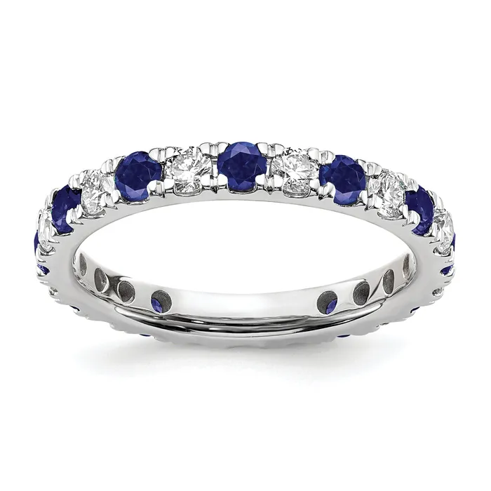 14k White Gold 34 Ct Lab Grown Diamond VSSI G and Lab Created Blue Sapphire Eternity Band Ring Goldia Rings 14k White Gold 34 Ct Lab Grown Diamond VSSI G and Lab Created Blue Sapphire Eternity Band Ring Goldia Rings