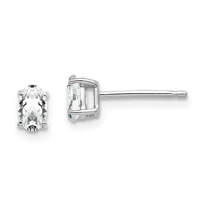 14k White Gold 5x3mm Oval Cubic Zirconia Earrings Goldia Earrings