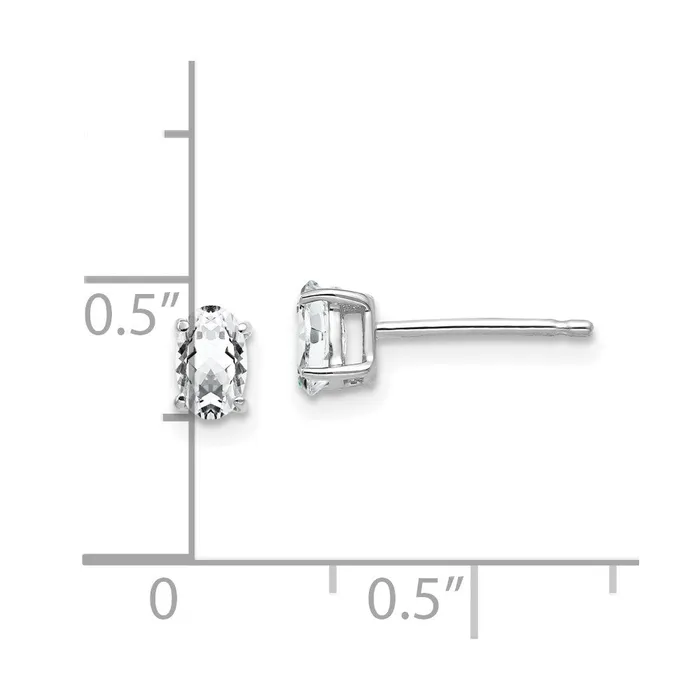 14k White Gold 5x3mm Oval Cubic Zirconia Earrings Goldia Earrings