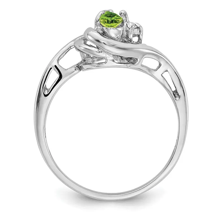 14k White Gold 5x3mm Pear Peridot AAA Diamond ring Goldia Rings