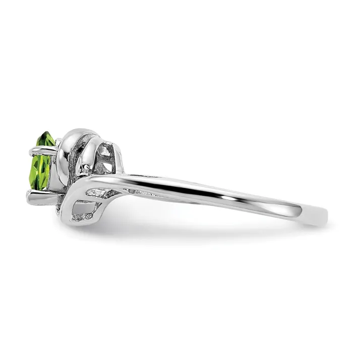 14k White Gold 5x3mm Pear Peridot AAA Diamond ring Goldia Rings