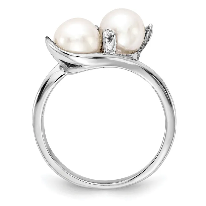 14k White Gold 6mm FW Cultured Pearl VS Real Diamond ring Goldiacom Rings